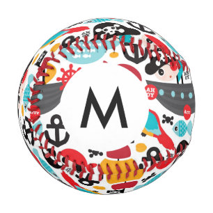 Monogram Retro pirates illustration sailing Baseball