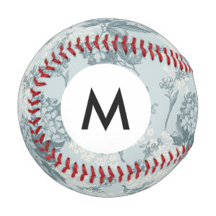 Monogram Retro viburnum flowers Baseball