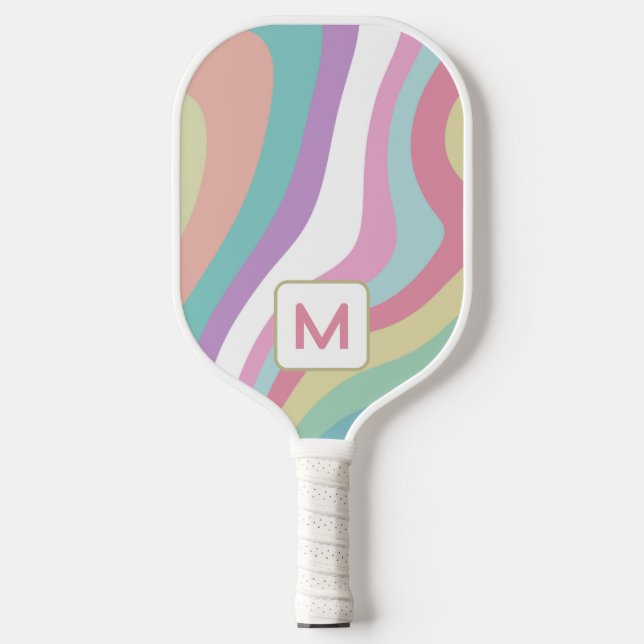 Monogram Retro Waves Colourful  Pickleball Paddle (Front)