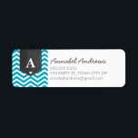 MONOGRAM RETURN ADDRESS modern chevron aqua blue<br><div class="desc">A modern, monogrammed design featuring the trendy chevron stripe pattern and personalised with your initial! Setup as a template it is easy to customise with your own text - make it yours! Love the design but want to see it altered - different colour - a different product to complete your...</div>