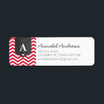 MONOGRAM RETURN ADDRESS modern chevron bright red<br><div class="desc">A modern, monogrammed design featuring the trendy chevron stripe pattern and personalised with your initial! Setup as a template it is easy to customise with your own text - make it yours! Love the design but want to see it altered - different colour - a different product to complete your...</div>
