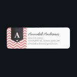 MONOGRAM RETURN ADDRESS modern chevron coral pink<br><div class="desc">A modern, monogrammed design featuring the trendy chevron stripe pattern and personalised with your initial! Setup as a template it is easy to customise with your own text - make it yours! Love the design but want to see it altered - different colour - a different product to complete your...</div>