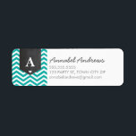 MONOGRAM RETURN ADDRESS modern chevron jade green<br><div class="desc">A modern, monogrammed design featuring the trendy chevron stripe pattern and personalised with your initial! Setup as a template it is easy to customise with your own text - make it yours! Love the design but want to see it altered - different colour - a different product to complete your...</div>