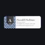 MONOGRAM RETURN ADDRESS modern chevron navy blue<br><div class="desc">A modern, monogrammed design featuring the trendy chevron stripe pattern and personalised with your initial! Setup as a template it is easy to customise with your own text - make it yours! Love the design but want to see it altered - different colour - a different product to complete your...</div>