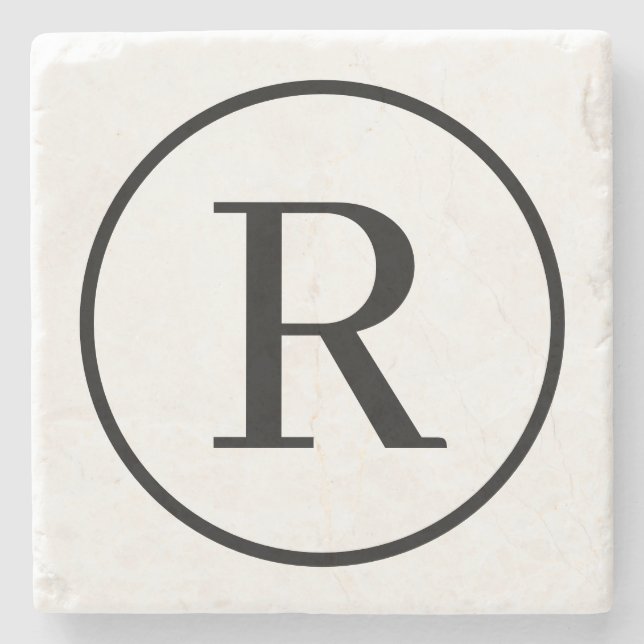 Monogram RF Classic Serif Stone Coaster (Front)