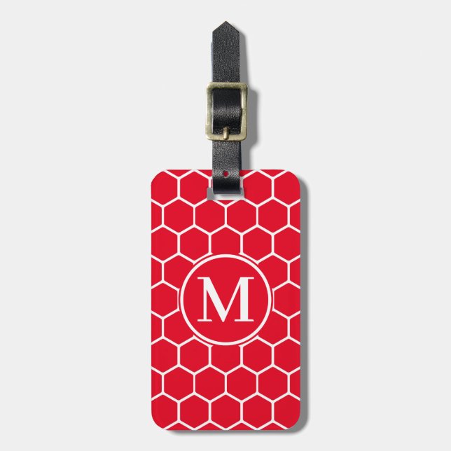 Monogram RF Red Honeycomb Luggage Tag (Front Vertical)