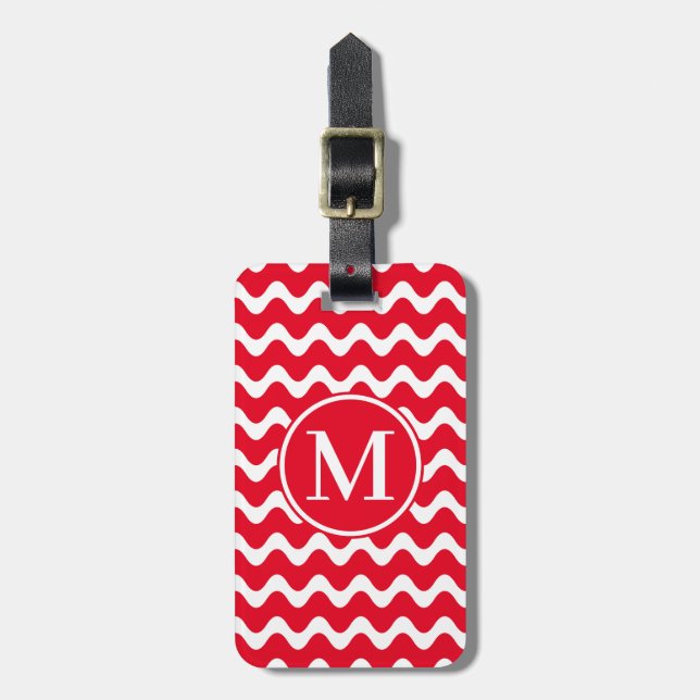 Monogram RF Red Waves  Luggage Tag (Front Vertical)