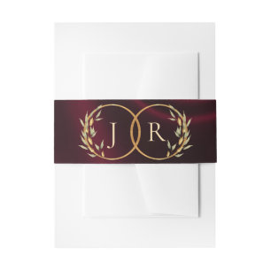 Monogram & Ribbon - Burgundy Invitation Belly Band