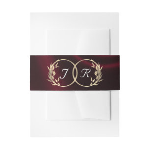 Monogram & Ribbon - Burgundy Invitation Belly Band