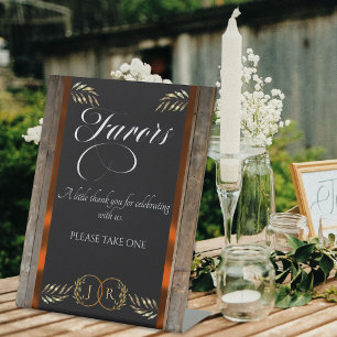 Monogram & Ribbon Favours - Copper Pedestal Sign