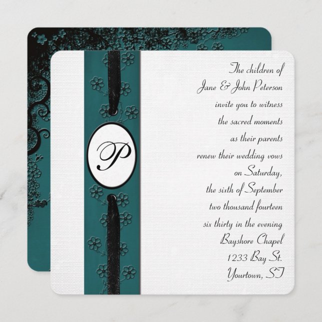 Monogram Ribbon for Vow Renewal Invitation (Front/Back)