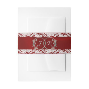 Monogram, Ribbon & Lace - Red Invitation Belly Band