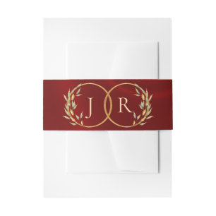 Monogram & Ribbon - Red Invitation Belly Band
