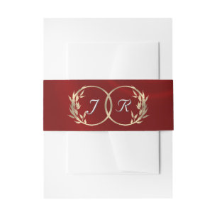 Monogram & Ribbon - Red Invitation Belly Band
