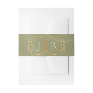 Monogram & Ribbon - Sage Invitation Belly Band
