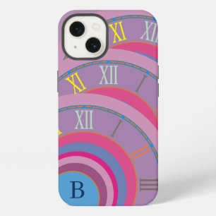 Monogram Roman Numerals Artsy Clock Dizzy Circles iPhone 13 Case