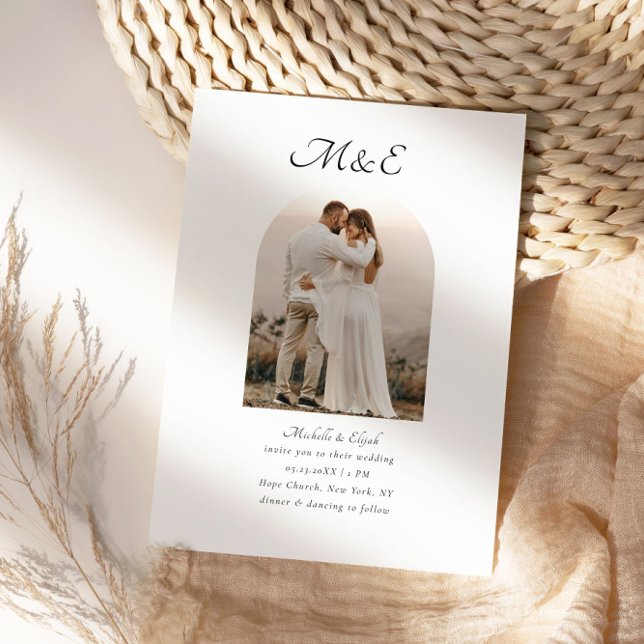 Monogram Romantic Arch Photo Elegant Wedding Invitation (Creator Uploaded)