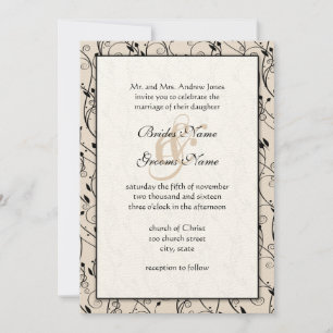 Monogram Romantic Blush Coral Pink Wedding Invitation