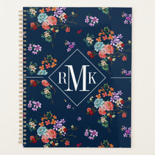 Monogram Rose Bouquet Floral Pattern Planner