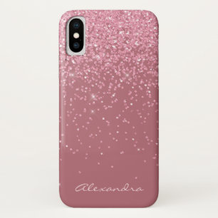 Monogram Rose Gold and Glitter Background Case-Mate iPhone Case