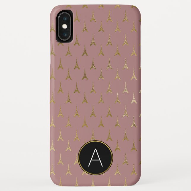 Monogram Rose Gold and Gold Foil Paris France Case-Mate iPhone Case (Back)