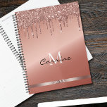 Monogram Rose Gold Dripping Glitter Metallic Daily Planner<br><div class="desc">Personalised monogram metallic faux foil gradient with simulated dripping glitter graphic customisable. easily personalise this planner by adding your name,  last initial,  and current year with zazzle's easy to use personalisation tool.</div>