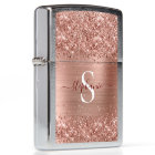 Monogram Rose Gold Faux-Glitter Girly Glam
