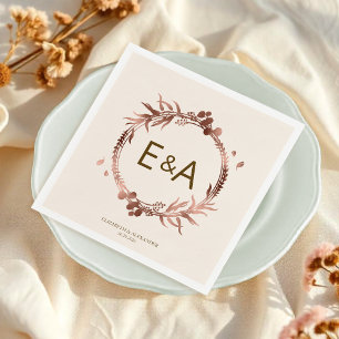 Monogram Rose Gold Foil Wedding Napkin