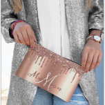Monogram Rose Gold Glitter Look Drips Girly  Accessory Pouch<br><div class="desc">This design may be personalised in the area provided by changing the photo and/or text. Or it can be customised by clicking Personalise this Template and then choosing the click to customise further option and delete or change the colour of the background, add text, change the text colour or style,...</div>