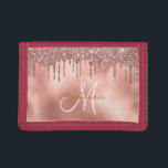 Monogram Rose Gold Glitter Personalised Trifold Wallet<br><div class="desc">This design may be personalised in the area provided by changing the photo and/or text. Or it can be customised by choosing the click to customise further option and delete or change the colour of the background, add text, change the text colour or style, or delete the text for an...</div>