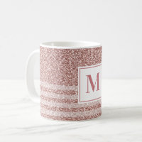 Monogram Rose Gold Glitter Stripe Pattern