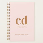 Monogram rose gold initials elegant planner<br><div class="desc">A feminine rose gold background,  golden text. Personalise and add your monogram initials,  name and a title year  (any year).</div>