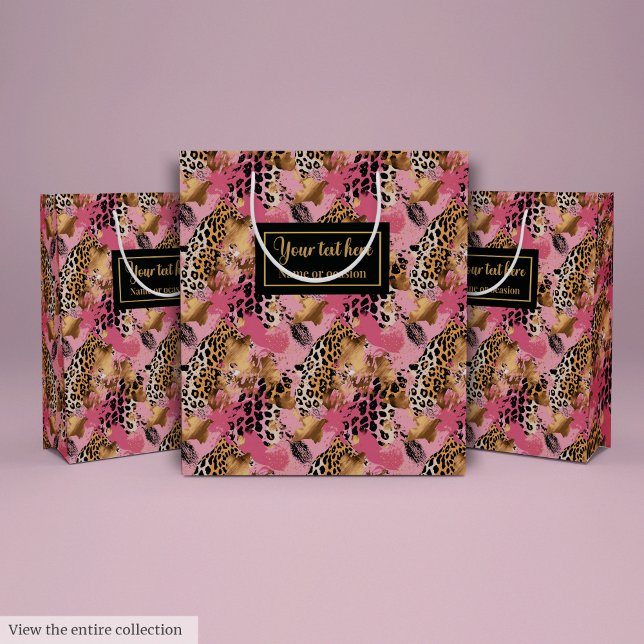 Monogram rose gold leopard skin watercolor bag (Monogram rose gold leopard skin watercolor bag)