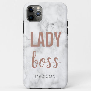 Monogram Rose Gold Lettering Marble Lady boss Case-Mate iPhone Case