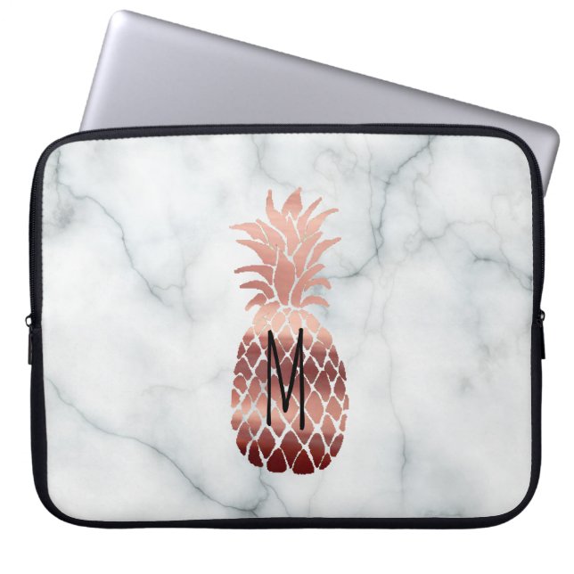 monogram rose gold pineapple laptop sleeve (Front)