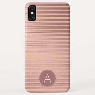 Monogram Rose Gold Striped Pattern with Initial Case-Mate iPhone Case