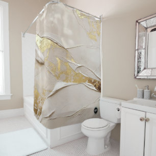 Monogram Rose Gold Textured Plaster Abstract Shower Curtain