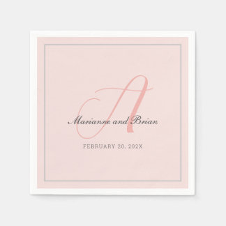 Monogram Rose Pink, Blush, and Dove Grey Napkin