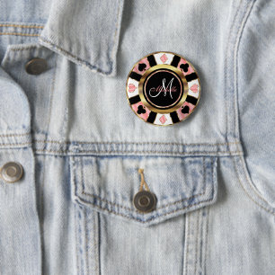 Monogram Rose Poker Chip Design 6 Cm Round Badge