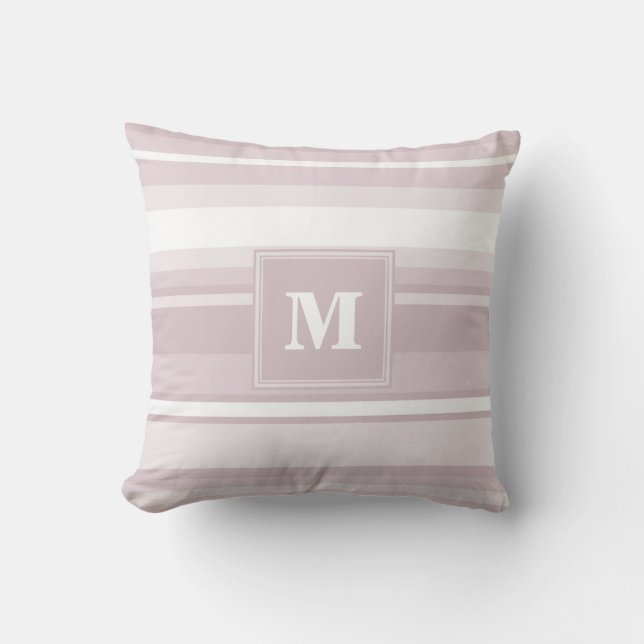 Monogram rose quartz stripes cushion (Front)