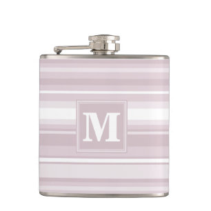 Monogram rose quartz stripes hip flask