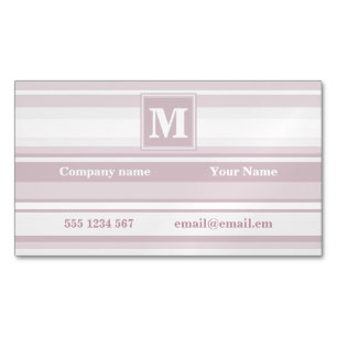 Monogram rose quartz stripes magnetic business card