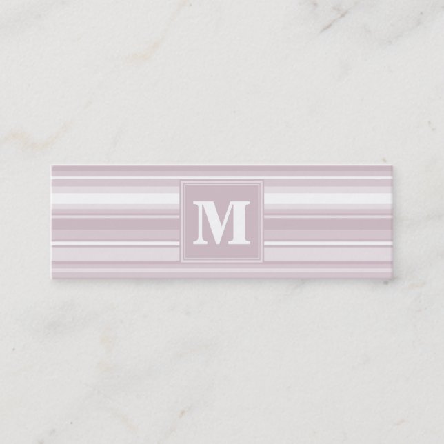 Monogram rose quartz stripes mini business card (Front)