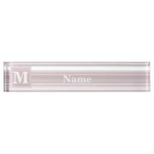 Monogram rose quartz stripes nameplate