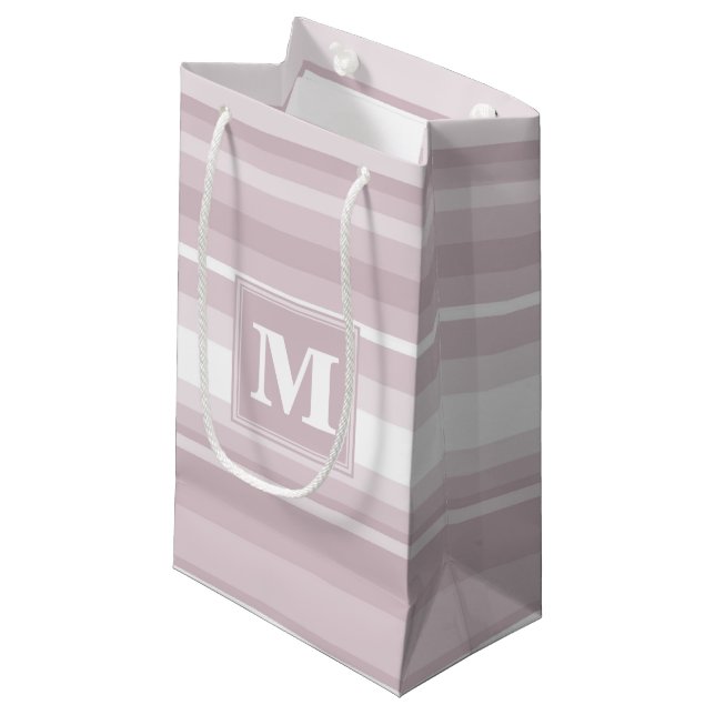 Monogram rose quartz stripes small gift bag (Front Angled)