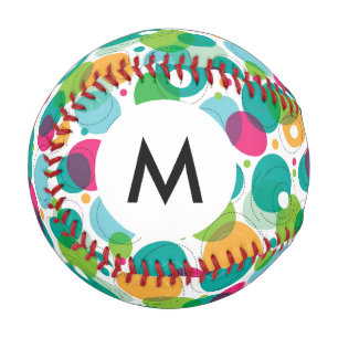 Monogram Round bubbles kids pattern Baseball