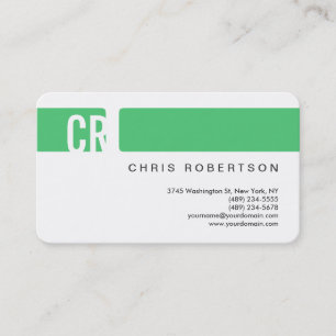 Monogram Round Corner Emerald Green Business Card