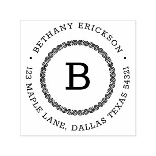 Monogram Round Create Your Own Return Address Self-inking Stamp