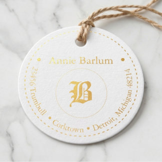 Monogram Round Custom Address Gift Tag