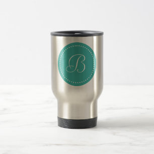 Monogram Round Verdigris/White Dot Travel Mug